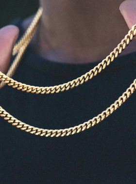 2023 Men Simple 3-11mm Stainless Steel Cuban Link Chain Neck