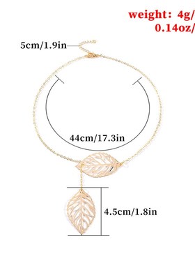 Necklace chain, clavicle chain, metal leaf, double leaf, all