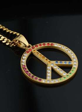 Hip hop rock personality tend peace sign pendant couple tita