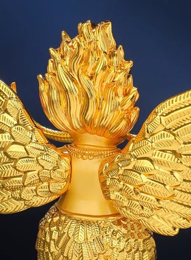 速发金翅大鹏鸟荣像摆件全鎏金莲花座护金佛像大鹏法翅鸟喇佛4寸