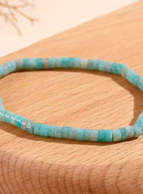 天然水晶碧玺天河石直切药片手链