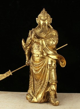 速发铜武圣关公像摆艺武财神关二爷客厅摆公室工件品办件 铜关公