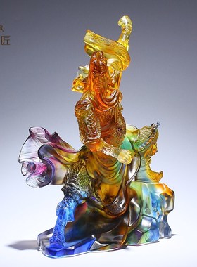 速发古法琉璃公公神奉摆件武财神关羽客厅办公室供像关司乔迁开业