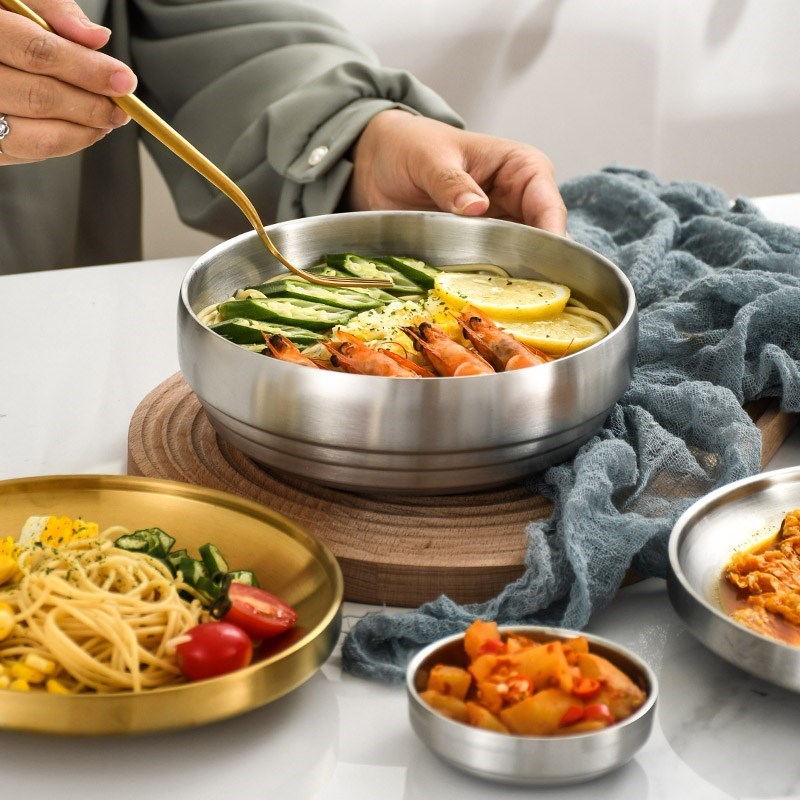 速发04不锈钢韩式酱形色米饭碗圆料金碟泡菜碟料理调料碟小菜碟盘 - 图2