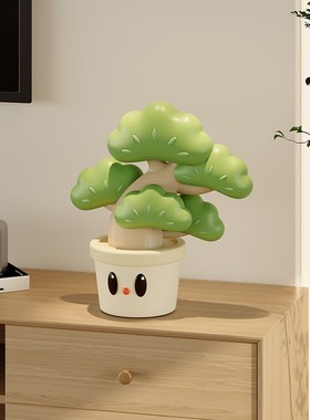 速发放青松办公室摆件解饰压厅电视玄关柜家居装客迎客松工位情绪