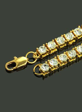 极速Hip hop mens hot style hip hop 1 row diamond alloy neck