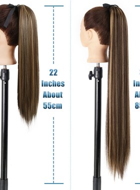 85cm Synthetic Long Straight Wrap Around tail Clip In tail F