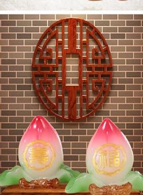 福寿桃摆件送老人生日朋友工艺礼品祝寿礼品家居装饰品佛堂摆件