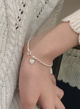 冷茶集饰s925纯银爱心蝴蝶结项链女韩系ins风精致甜美心形锁骨链