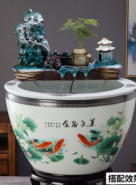 极速陶瓷流水摆件喷泉金鱼缸室内加湿器水景假山装饰循环门面招财
