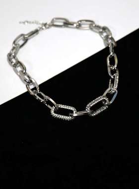 insLIN personality fashionable iron chain diamond necklace a