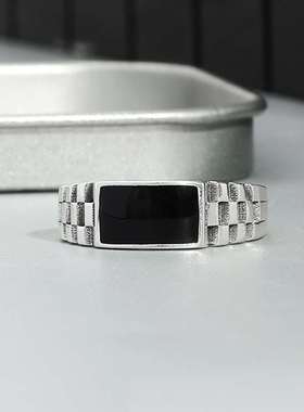 Retro checkerboard ring mens fashion personality mens sing