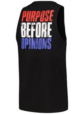 MEN'S BLACK AUSTIN THEORY PURPOSE BEFORE OPINIONS TANK TOP