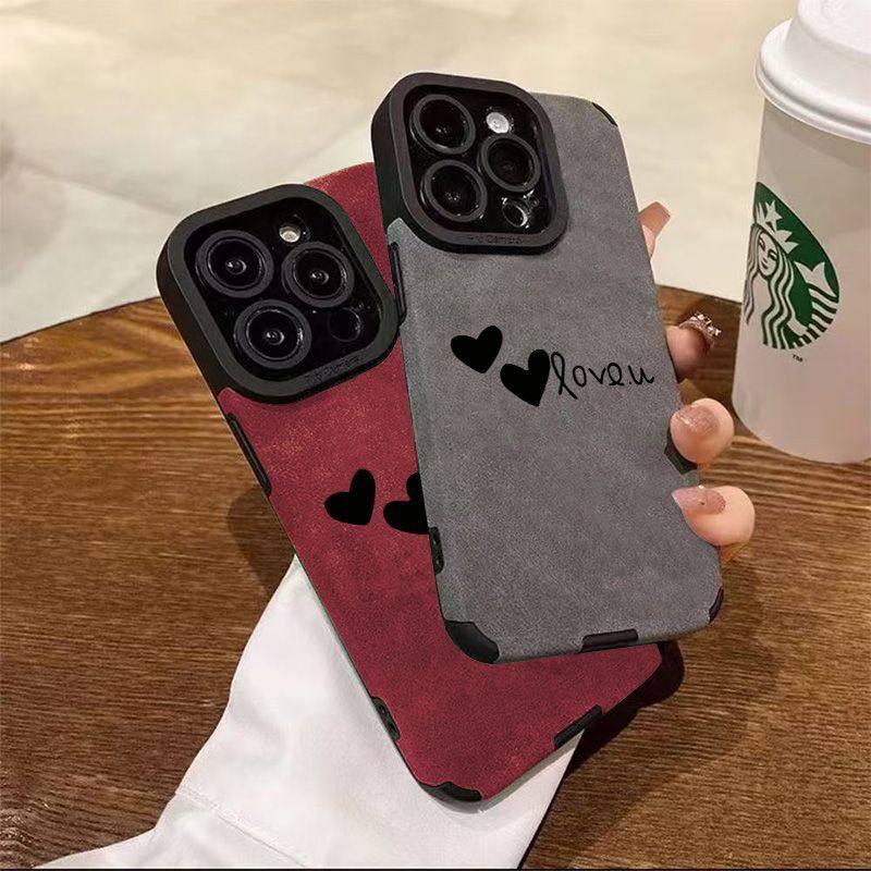 新款贴皮适用苹果16PROMAX手机壳14/15全包X爱心英文翻毛皮手机壳,淘宝优惠券,粉丝福利购,淘宝优惠卷