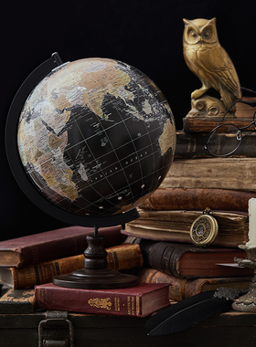 速发复文英古地球仪创意摆件欧式书房桌面办公室家居装厅客饰摄影