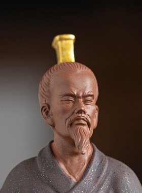 中式历史人物紫砂摆件诗魂屈原家居客厅博古架装饰品端午节小礼品