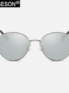 砾石男女情侣偏光太阳镜炫彩圆框复古墨镜可定制近视时尚眼镜银框