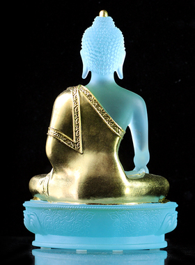 琉璃彩绘开脸不动尊如来佛像贴金佛堂居家客厅供奉摆件守护不动尊