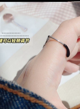 迷你眼镜戒指开口小众感ins涂色个性指环指扣尾戒