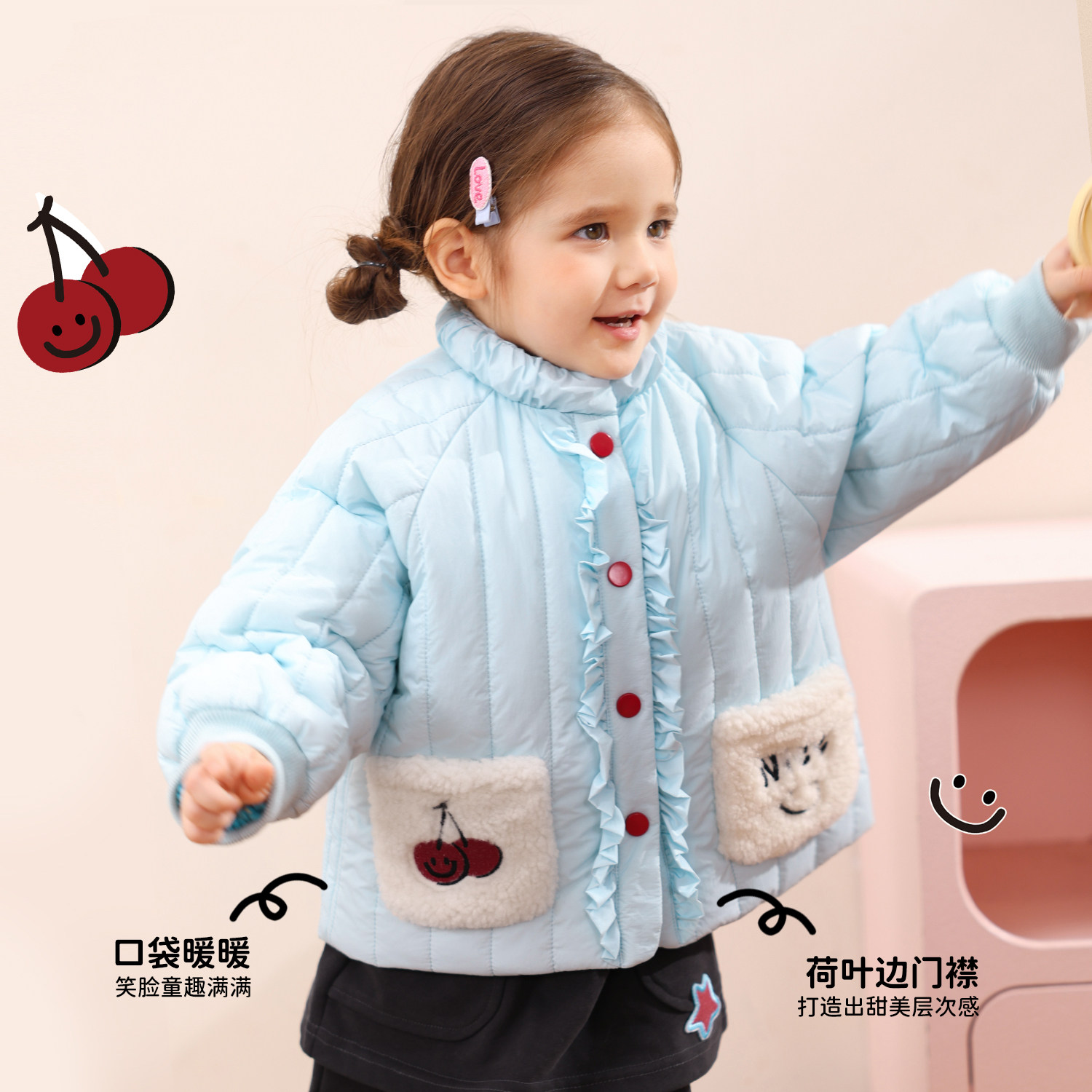 小o爸女婴童 女宝宝棉服冬季保暖2025新款婴儿立领休闲红色外套,淘宝优惠券,粉丝福利购,淘宝优惠卷