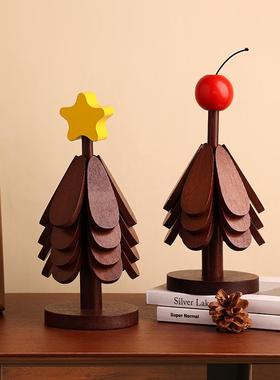 黑胡桃耶诞树隔热垫餐桌实木防烫垫耐高温家用客厅餐柜装饰摆饰