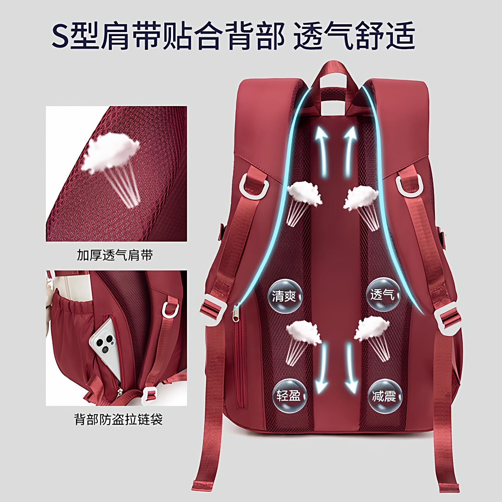 书包女生高中学生超大容量初中生背包男小学生23-6年级轻便双肩包