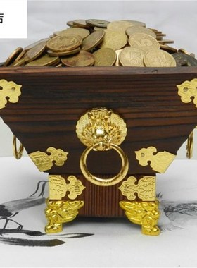 老式复古实木斗升日进斗金摆件创意客厅装饰店铺摆设开张开业礼品