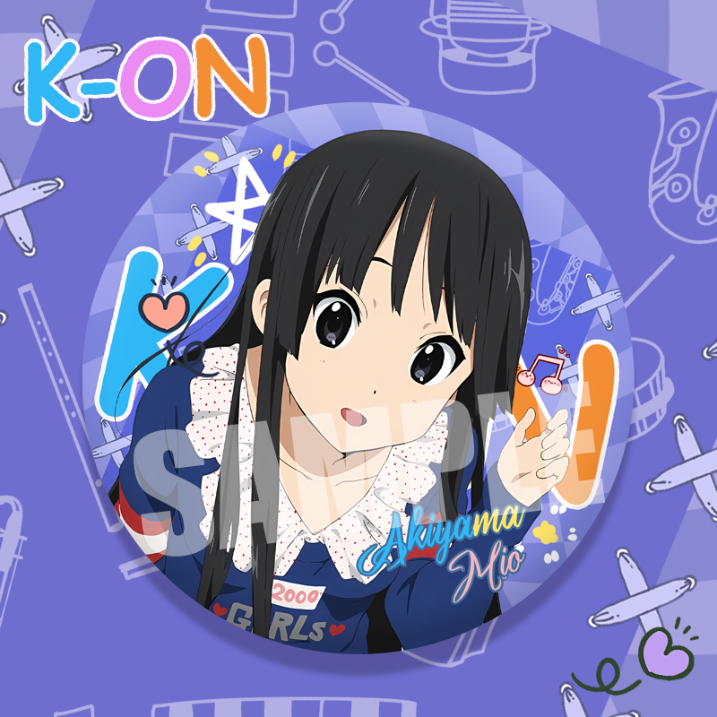 轻音少女双闪大徽章秋山澪平泽唯田井中律周边75mm双闪大徽章谷子