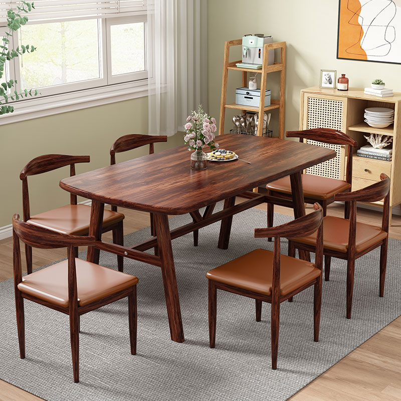 餐桌家用现代简约小户型轻奢餐厅长方形桌子简易吃饭洽谈桌椅组合 - 图3