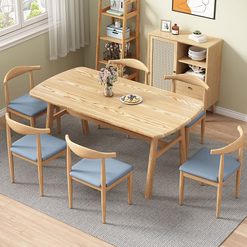 餐桌家用现代简约小户型轻奢餐厅长方形桌子简易吃饭洽谈桌椅组合 - 图2