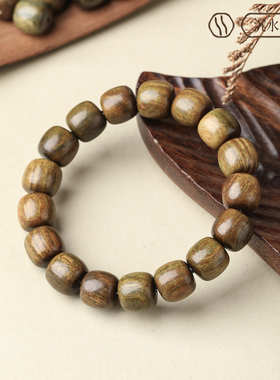 天然绿檀木老料沉水级男款手串