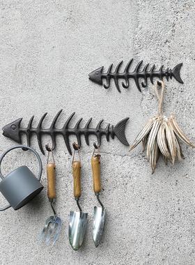 铸铁鱼骨造型挂钩墙钩花园庭院户外装饰个性杂货欧式乡村