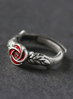 -Retro simple rose couple ring men and women personality tem