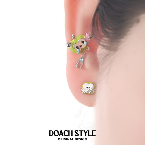 DOACH 纯银苹果耳钉原创设计高级感甜酷耳环小众新款养耳洞耳饰 - 图2