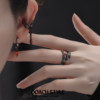 Sterling silver feather ring, high-end dark couple ring