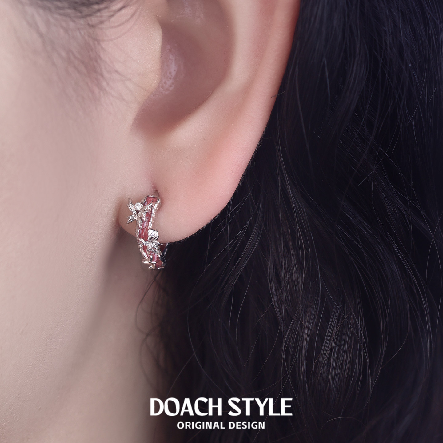 胭脂蝶 原创设计s925纯银蝴蝶耳环耳饰小众高级感耳扣百搭耳圈,淘宝优惠券,粉丝福利购,淘宝优惠卷