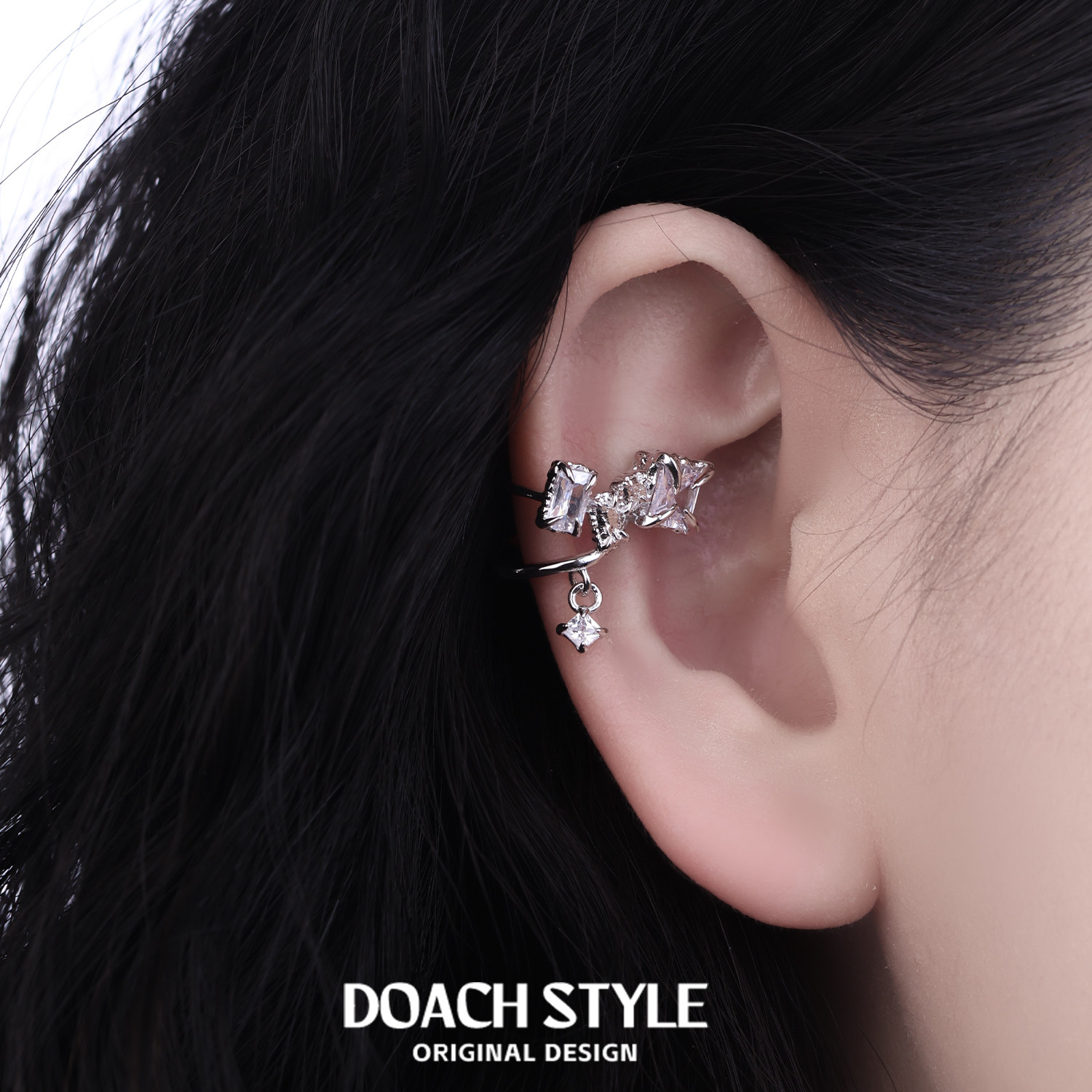 DOACH 锆石耳夹纯银不掉色原创小众设计耳骨夹耳环高级清冷感耳饰,淘宝优惠券,粉丝福利购,淘宝优惠卷