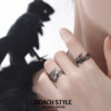 Sterling silver feather ring, high-end dark couple ring