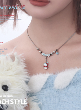 圣诞节小猫小狗项链原创小众设计