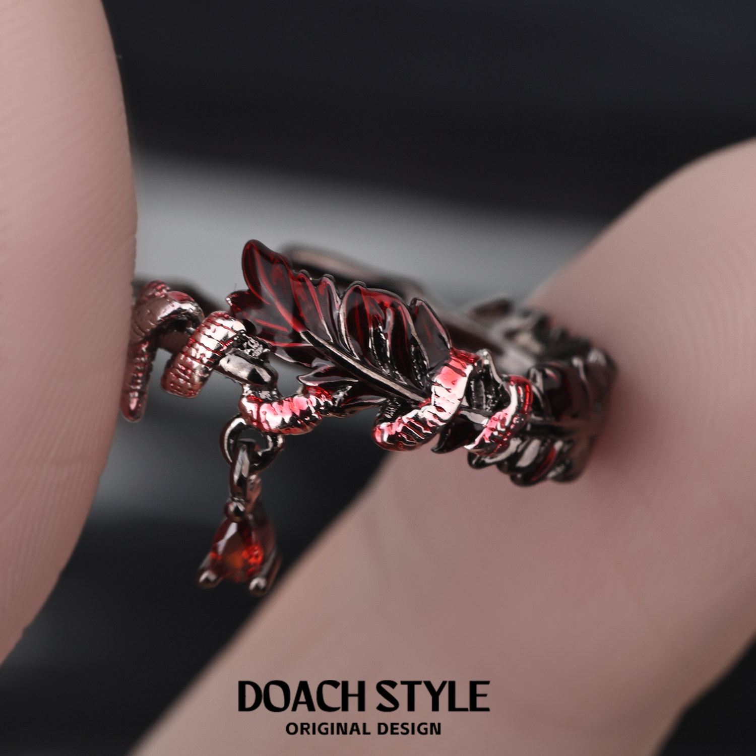 DOACH original niche design feather ring sterling silver