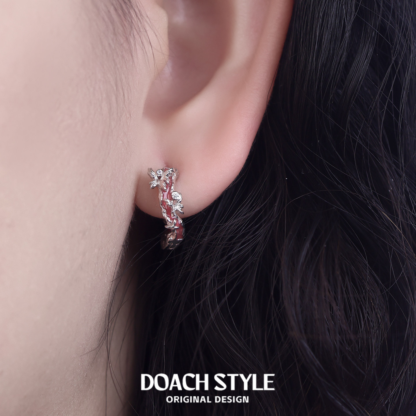 胭脂蝶 原创设计s925纯银蝴蝶耳环耳饰小众高级感耳扣百搭耳圈,淘宝优惠券,粉丝福利购,淘宝优惠卷