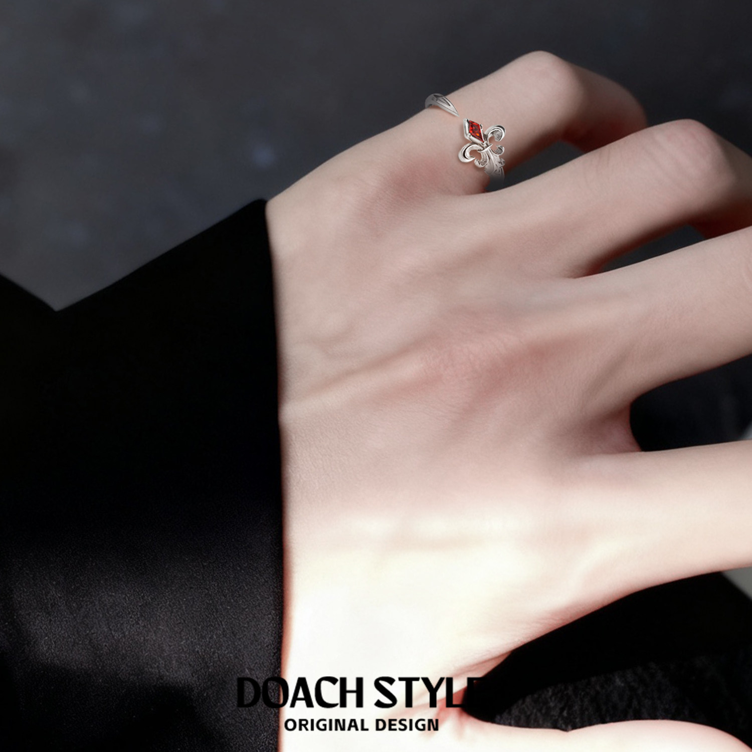 DOACH Iris S925 sterling silver tail ring for men and women