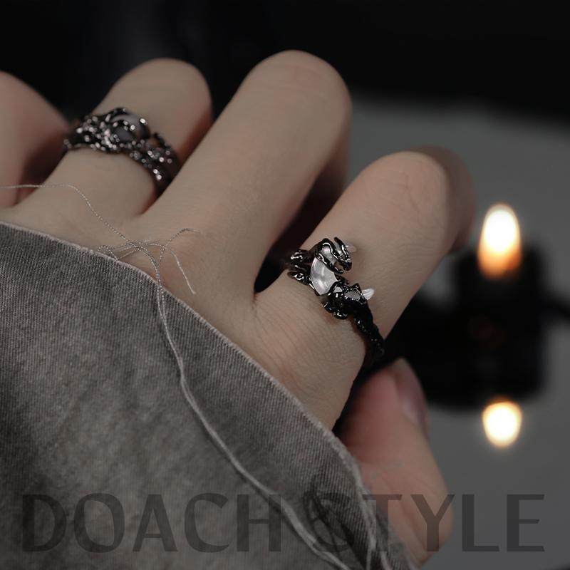 DOACH original black sun, moon and stars couple ring