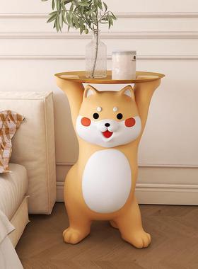 艺术大型客厅电视柜旁边的沙发地板站立狗床头柜货架柴犬装饰饰品