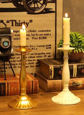 欧式铁艺怀旧烛台 创意餐厅餐桌摆件 浪漫复古风家用烛光晚餐道具