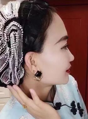 薄款纱巾凤尾白发女少数民族重工