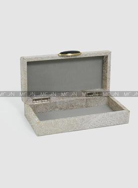 MOON慕空间样板房衣帽间收纳盒摆件灰色魔鬼鱼纹首饰盒装饰品道具