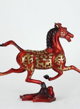纯黄铜红色新款马踏飞燕摆件中式家居办公室桌面铜马装饰品马礼品