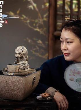 弗朗德日进斗金流水生财摆件循环水景办公室前台茶室桌面开业礼品