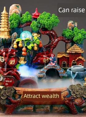 招财假山流水喷泉鱼缸生财山水风水轮开业循环水礼物客厅高山摆件